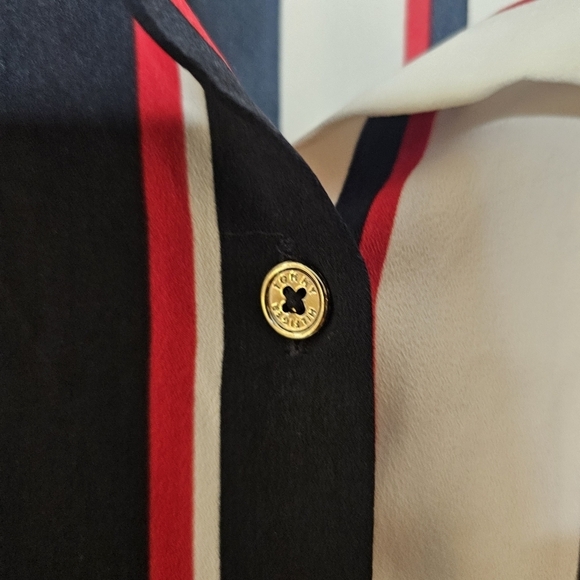 Tommy Hilfiger Tie-Front Colorblocked Tunic Shirt Size Medium - Picture 4 of 10